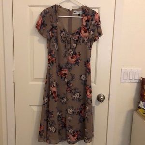 Hell Bunny vintage style brown & pink Holly dress